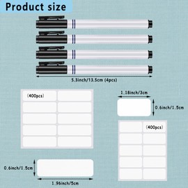 Honoson 800 Pcs Clothing Labels No Iron Fabric Labels Washable Name Labels Nursing Homes with Permanent Fabric Markers Camp School Daycare Laundry Shop Supplies, Rectangle, 2 Sizes