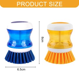 Soap Dispensing Dish Brush, 2 PCS Soap Dispensing Palm Brush, Multifunctional Pressing Cleaning Brush Palm Scrub Refillable Soap Dispensing for Dishes Pot Pan Sink Cleaning