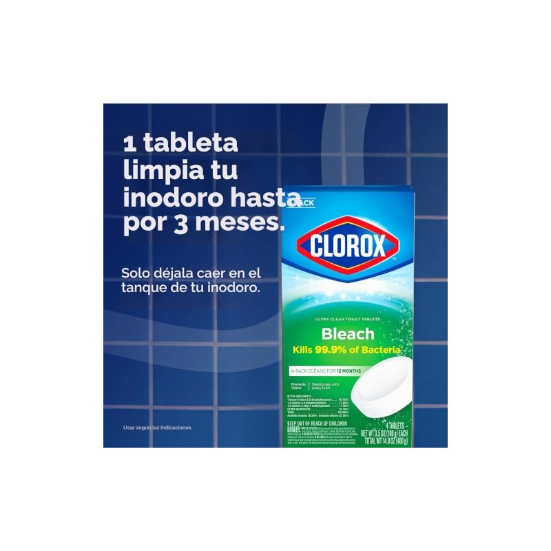 Clorox Limpiador automático para inodoro de 3.5 onzas, 4 unidades