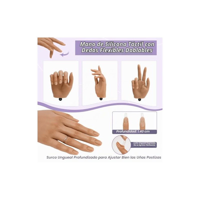 Mano de silicona realista para practicar manicura Veikmv. Mano de