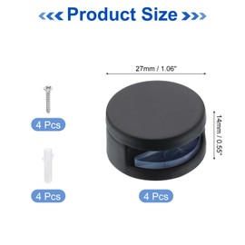 sourcing map 1Pcs Glass Shelf Brackets, Adjustable Frameless Glass Shelf Bracket, Glass Shelf Holder Fixture Shelves Clamp for 3-5mm(0.12"-0.2") Glass, Black