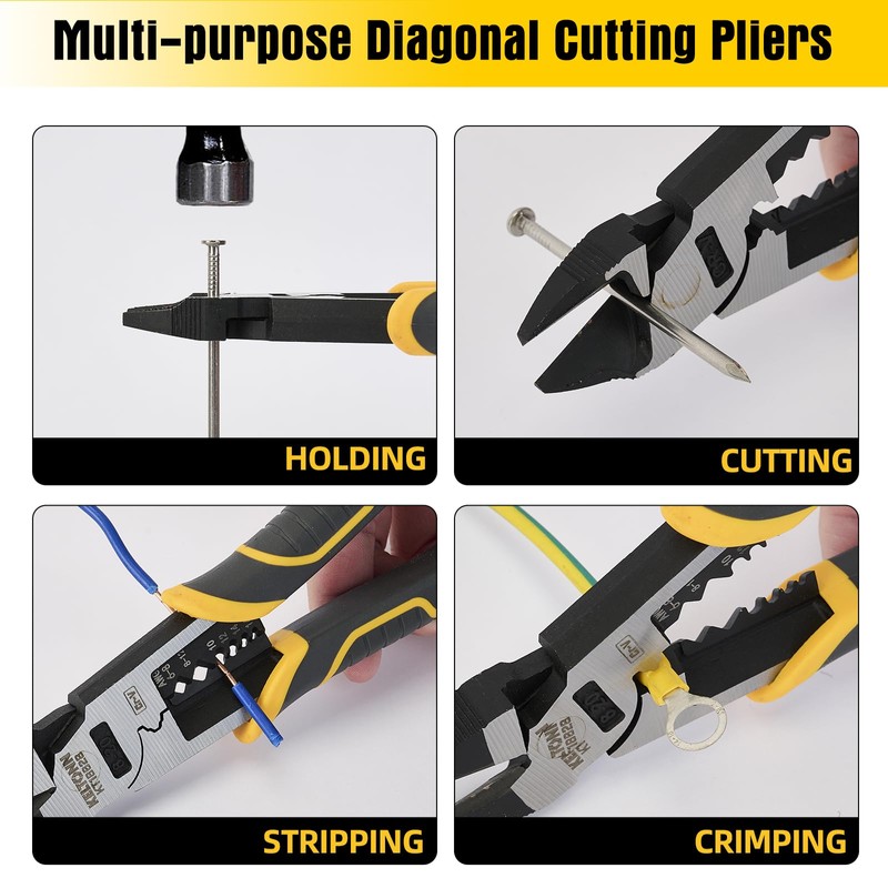 Fancytool Multi-Function Diagonal Pliers, 8-inch 4-in-1 Cr-V Steel Heavy Duty