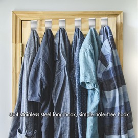 Pack of 4 Door Hooks for Hanging, Inside, 2 cm Door Hooks, Stainless Steel Hooks, No Drilling, Coat Hooks, Over Door, Door Coat Rack with Felt Pads for the Back, Children's Room, Wardrobe Hooks,