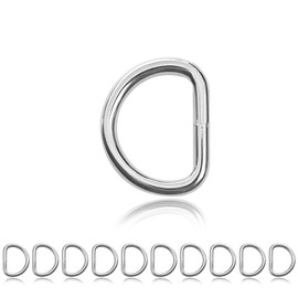 Ganzoo D Ring Made of Steel, Set of 10, Steel Ring 24 mm x 20 mm, Rustproof, Ideal for Working with Paracord 550, Welded Steel, Colour Silver Gloss Brand
