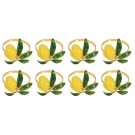 OVNSHVN Napkin Rings Set of 8, Lemon Wedding Napkin Holder, Gold Napkin Buckle for Table Decoration Parties, Holidays, Family Gatherings