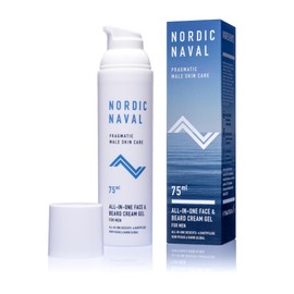 NORDIC NAVAL All-in-One Männer Gesichtscreme, Hautpflege, Bartpflege-Feuchtigkeitscreme für alle Hauttypen, auch trockene Haut mit Hyaluronsäure, Sesamöl und Coenzym Q10, 75ml