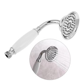 DRELD Retro Shower Head Stainless Steel Hand Shower, 1 Piece Stainless Steel Shower Head, Antique Shower Head, Nostalgic Retro Hand Shower with Phone Style Gold Shower Head (Silver)