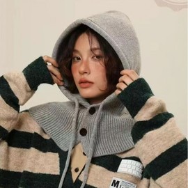 Rafa LF3447 Unique Knit Balaclava Winter Warm Women's Hat - Popular Cross-border Style Rafa Scarf Hat - Khaki + Free Size 3ea