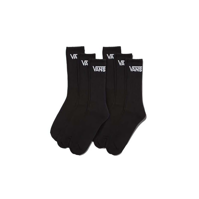 Vans Unisex Classics Crew Sock 6-Pack Black 6.5-9
