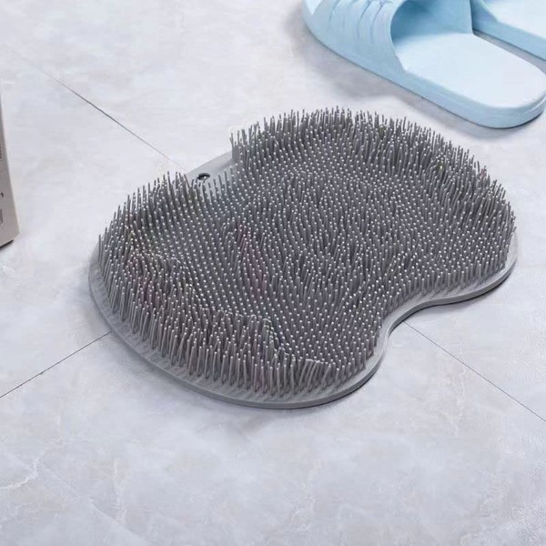 New Wall Mounted Back Scrubber, Shower Foot & Back Scrubber, Massage Pad, Silicone Bath Massage Cushion Brush with Suction Cups, Bathroom Wash Foot Mat Exfoliating Dead Skin Foot Brush (Grey)