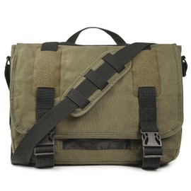 Sweetbriar Classic Premium Messenger Bag with Laptop Compartment - Fits up to 16"" Laptops or Macbooks - Vintage Cotton Canvas Shoulder Bag, Olive Drab