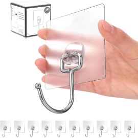 Antimbee 10-Pack All-Purpose Large Adhesive Hooks for Transparent