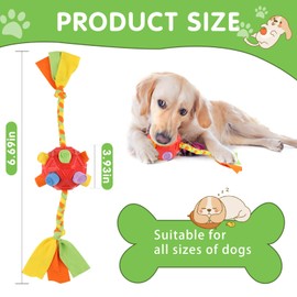 Snuffle Ball for Dog Medium Interactive Pet Sniffle Toy Ball with Bite Resistant Rope,Puzzle Interactive Large Dog Toys Training Slow Food,Relieve Boredom Cloth Strip Snuffle Ball for Small Dog