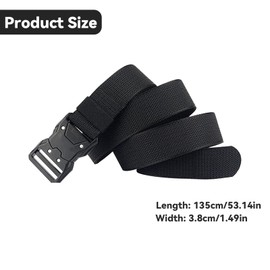 xolear Men's Tactical Belt, Adjustable Military Belt with Quick Release Metal Buckle, 3.8 cm Nylon Tactical Belt, Work Belt Men, for Outdoor Military Hunting Hiking, black