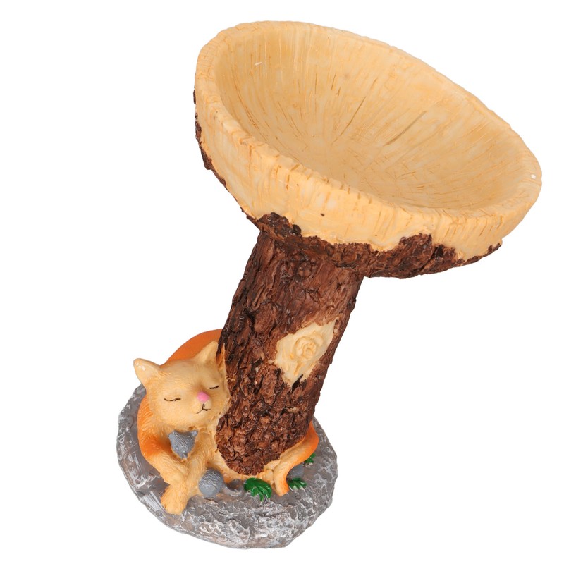 Cat Bird Bath Statue Durable Resin Bird Bath Bowl Exquisite