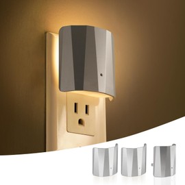 Dawnrise Plug in Night Lights for Wall,Dawn to Dusk Night Light with 3000 K/5 Lm,Decorative Nightlights for Bedroom,Kids Room,Hallway,Living Room,Kitchen,Stairway,Entrance (Silver,3 Pack)