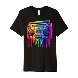 Dripping Paint Boombox Old School 80s Music Hip Hop Premium T-Shirt