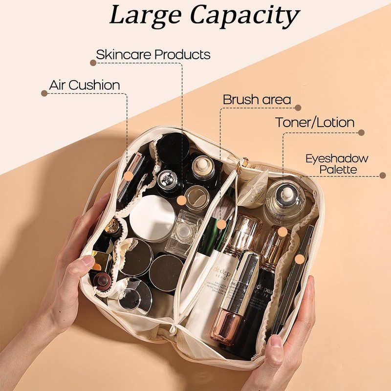 CCAIPU Travel Makeup Bag, Large Capacity Cosmetic Bags for Women