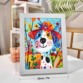 Qeeriner Diamond Painting Anime with Frame, Diamond Painting Pictures, 5D DIY Cartoon Diamond Painting Kit, Crafts for Children and Adults, Home Decoration (Dog)