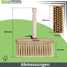 ToolSpace 2 x Surface Brush 170 mm, Ceiling Brush, Wallpaper Brush, Wide Tassel, Natural Hair Wooden Handle, Wallpapering Tassel, Foundation Brush, Patio Brush
