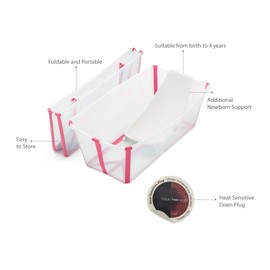 Stokke Flexi Bath Heat Sensitive Plug Baby Bath with Newborn Support, White