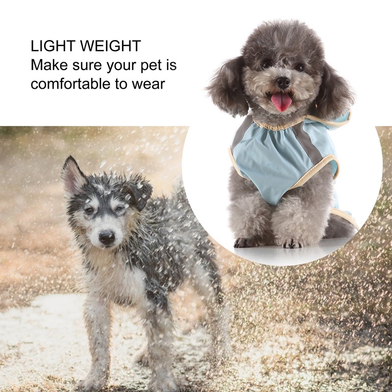 Dog Raincoat Waterproof Adjustable Lightweight Pet Rain Jacket with Safety