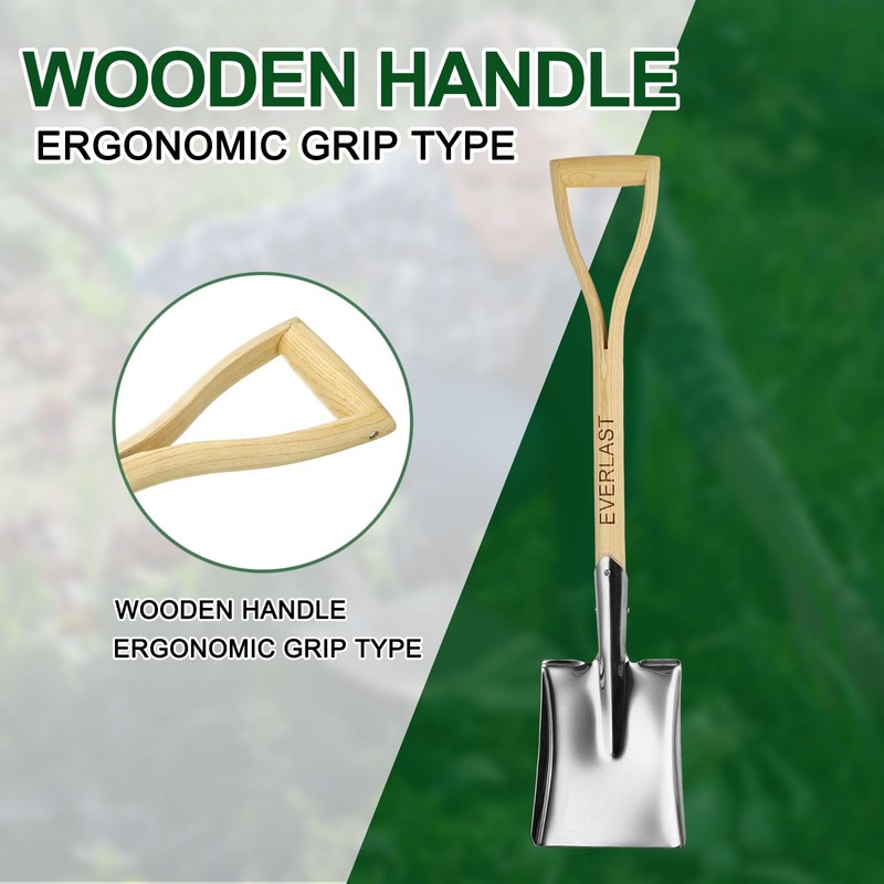 HARFINGTON Digging Shovel 32.3 x 6.9 Stainless Steel Round Spade