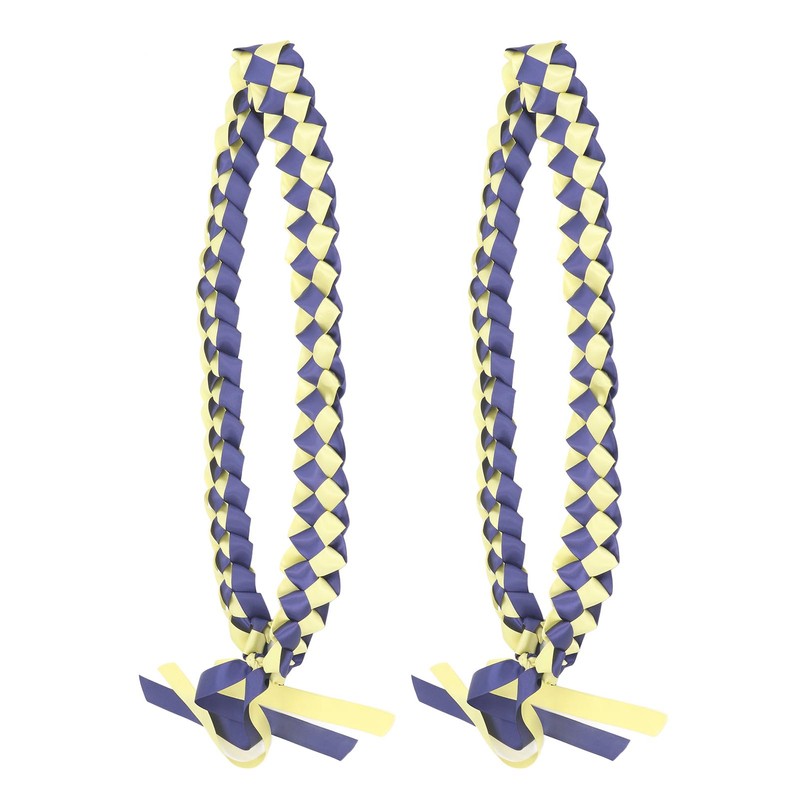 2Pcs Ribbon Leis Double Braided Necklace Graduation Congrats Accessory for