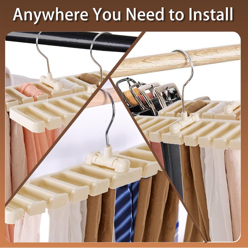 Pack of 2 Belt Storage with 10 Slots, Tie Holder,