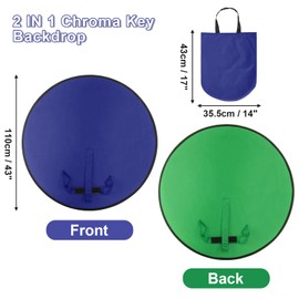 Cosmos 1 Pc Blue Screen Backdrop 43 in / 110 cm Diameter Foldable Portable Photography Background Green Screen Chroma Key Backdrop for Photography Photo Video Studio, Live Streaming, Video Meeting