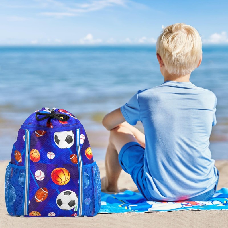 Kids Gym Drawstring Backpack String Bag, Ball Sports Gym Bag