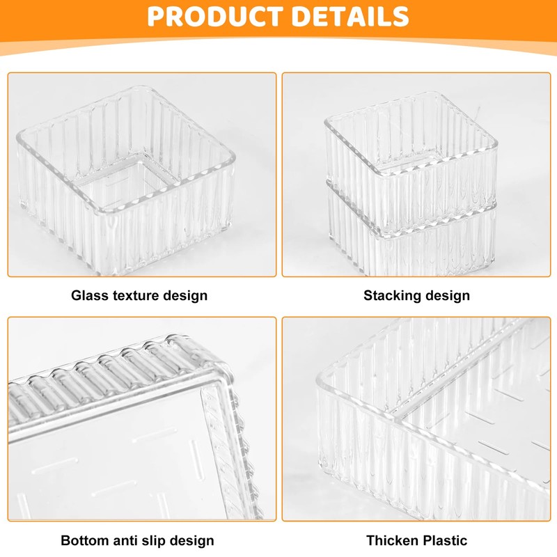 Makeup Drawer Organiser Storage Trays - 7pack Stackable Jewellery Drawer