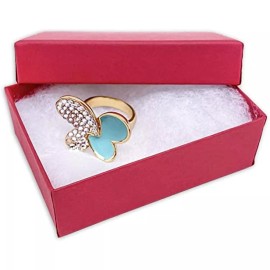 Regal Jewelry Displays 25 Pack Cotton Filled Matte Red Paper Cardboard Jewelry Rings Earrings Pendants