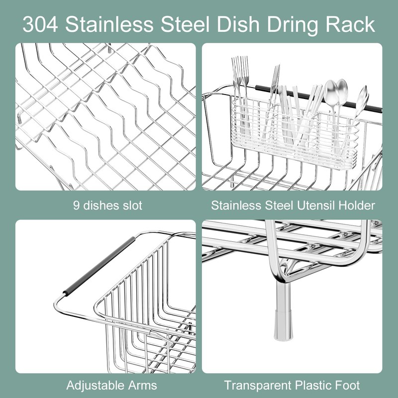 JAQ Over Sink Dish Drying Rack for Medium to Large