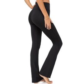 Conceited Mini Flare Leggings for Women - Yoga Pants - Tummy Control - High Waist - Workout - Gym - Black - Medium