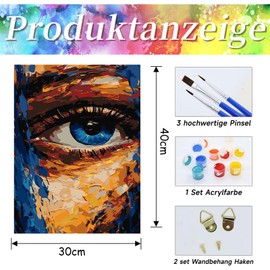 Wenfdrtr Eye Paint by Numbers Adult Set View Paint by Numbers for Adults, DIY Hand Painted Oil Painting Kit Gifts for Home Decoration (30 x 40 cm)