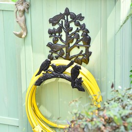 Sungmor Heavy Duty Cast Iron Garden Hose Holder - Wall Mounted Water Hanger - Retro Style Decorative Rack Reel - 50FT 75FT 100FT Bulter Storage - Indoor Outdoor Metal Stand