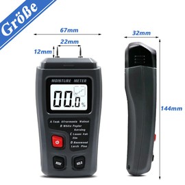 Mesee Wood Moisture Tester, Wood Moisture Meter, LCD Display Moisture Meter Tester, Digital Moisture Meter for Wood, Firewood, Walls, Screed, Concrete, Building Materials - Black