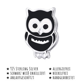 Monkimau Girls' Owl Stud Earrings 925 Sterling Silver, Sterling Silver, silver