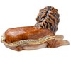 FJ FENGZHIJIE Hinged Lion Trinket Box | Golden Crystal Enameled