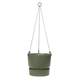 elho Greenville Hanging Basket 24 - Flower Pot for Balcony & Outdoor - 100% Recycled Plastic - Ø 23.5 x H 20.5 cm - Green/Leaf Green