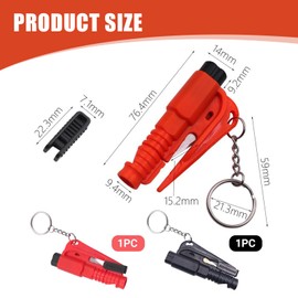 Kinretixia 2 Pieces 2 Colors Car Window Breaker Tool Keychain 3 in 1 Glass Breaker and Seat Belt Cutter and Survival Whistle Emergency Keychain