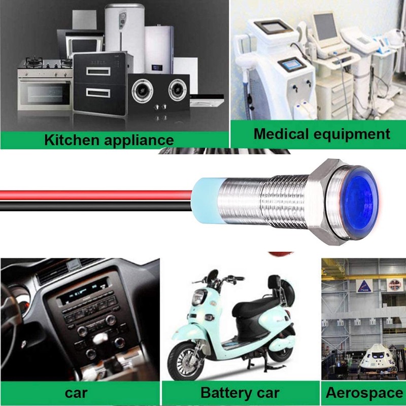 Kiligen 10pcs 6mm AC/DC 12-24V LED Waterproof Indicator Light Pilot