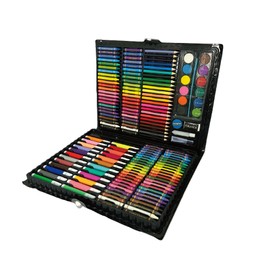 Super Mega Art Set, 168 Pieces, Drawing, Educational Crayons, Paints, Pens, Pastels, Colored Pencils, Large Capacity, Black, H10.4 x W 13.2 x D 1.2 inches (26.5 x 33.5 x 3 cm) 858449