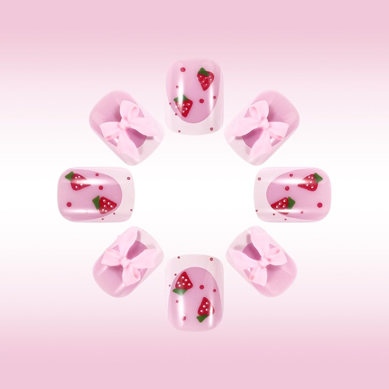 24Pcs White French Press on Nails Short Square XUNCUNFAN Fake