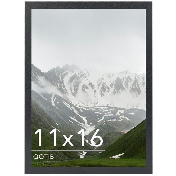 QOTIB 11x16 Picture Frame Black for Wall Mounting, Horizontal and