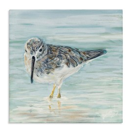 Stupell Industries Nautical Sandpiper Shallow Beach Waters Traditional Bird, Design by Julie DeRice Canvas Wall Art, 17x17, Blue
