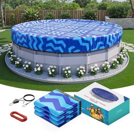 POOLHACKER【2025 Upgrade】 18 ft Winter Pool Cover - 18ft Round Above Ground, 4 Foot Overlap Extra Thick 420D Pool Cover with Pulley and Cable (Cerulean)