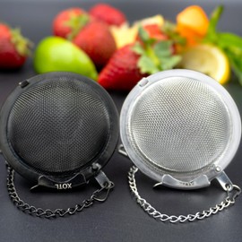 2.6 Inch Tea Ball Infuser – Stainless Steel Loose Leaf Tea Strainer – Reusable Mesh Tea Filter for Tea, Herbs, Spices – 2 PCS (1 Black, 1 Silver)