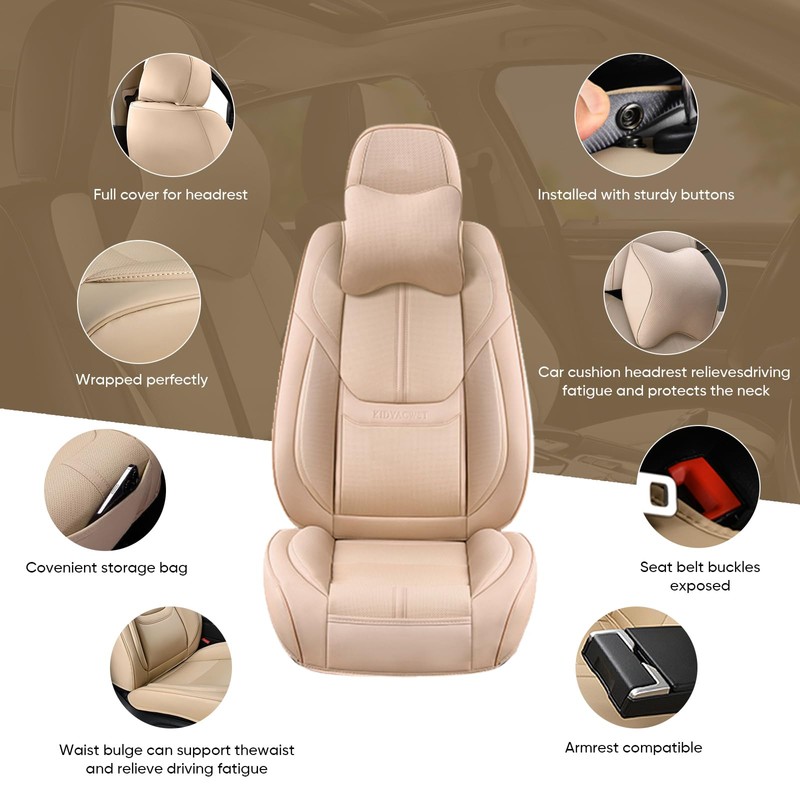 KIDYACWST Auto Car Seat Covers Accessories Front Seat Leather Cushion